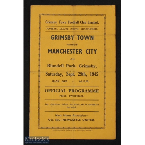 857 - 1945/46 Grimsby Town v Manchester City Football League North match programme, 29 September 1945 at B... 