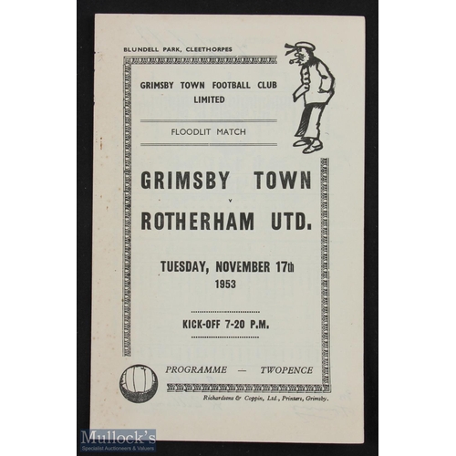 890 - 1953/54 Grimsby Town v Rotherham Utd floodlit friendly match programme 17 November 1953, 4 pager; ha... 