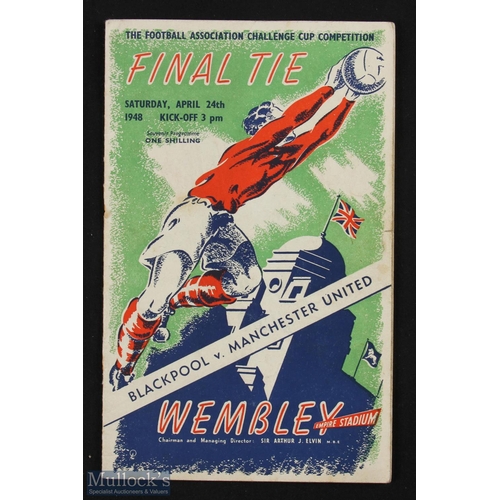 893 - 1948 FA Cup final match programme Manchester Utd v Blackpool 24 April 1948; slight creases, rusty st... 