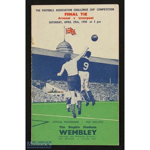 895 - 1950 FA Cup final match programme Arsenal v Liverpool 29 April 1950; rusty staples o/wise fair/good.