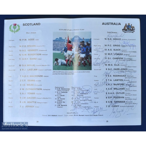 98 - 1984 & 1988 Australia in the UK Rugby Programmes (6): v Scotland 1984, fully signed by the Australia... 