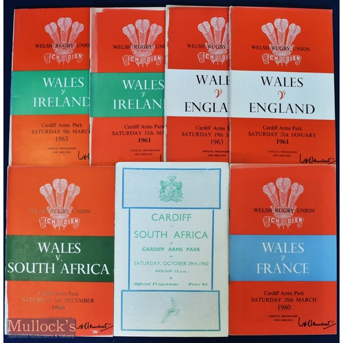 133 - 1960-1963 Welsh Super Seven Rugby Programmes (7): From 60 or so years back, both Cardiff and Wales v... 