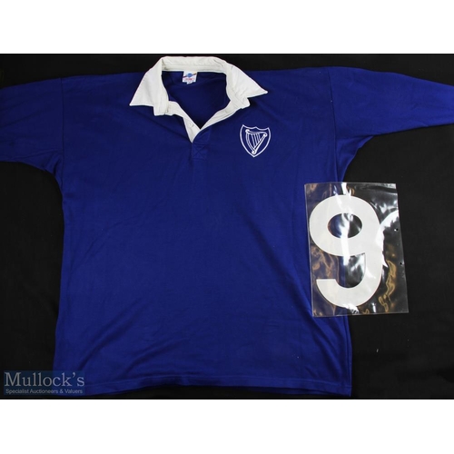 356 - Leinster Rugby Jersey circa 1970s: Dark blue with bold harp badge, official issue, no number attache... 