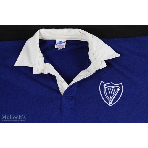 356 - Leinster Rugby Jersey circa 1970s: Dark blue with bold harp badge, official issue, no number attache... 