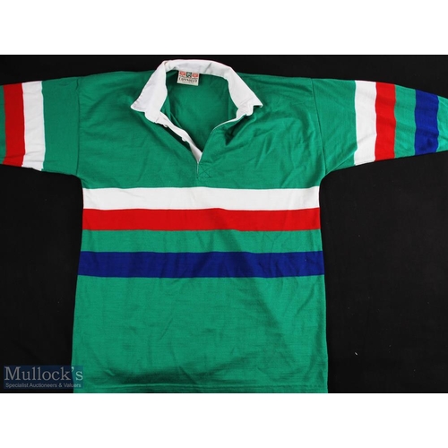 357b - Green with Multi-Coloured Band Rugby Jersey: Connolly's make, large example, could be Club, special ... 