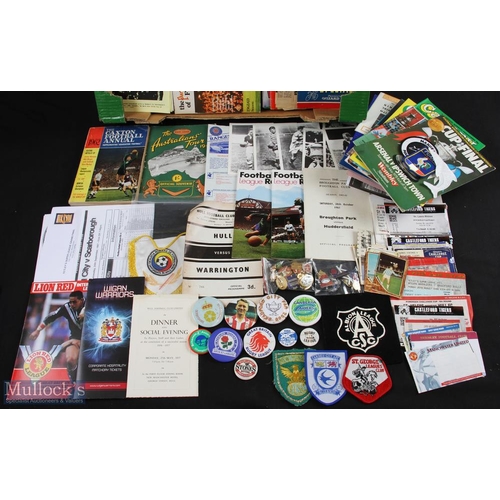 400d - Mixed sport lot, to include Rugby league Programmes football programmes, enamel football badges, clo... 