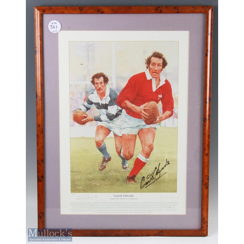 361 - Signed Framed Gareth Edwards Coloured Painting: Splendid dual image in Welsh and in Baabaas kit of t... 