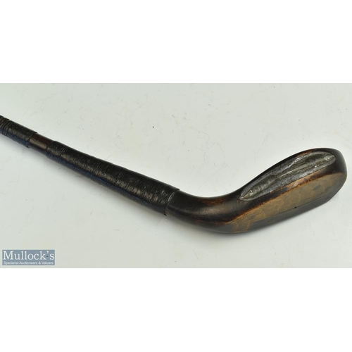 1 - Most unusual J Morris dark stained beech wood longnose play club with whole cane shaft c1885 - fitte... 