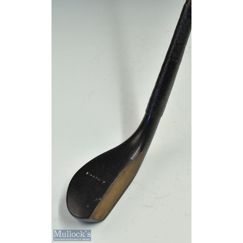 1 - Most unusual J Morris dark stained beech wood longnose play club with whole cane shaft c1885 - fitte... 