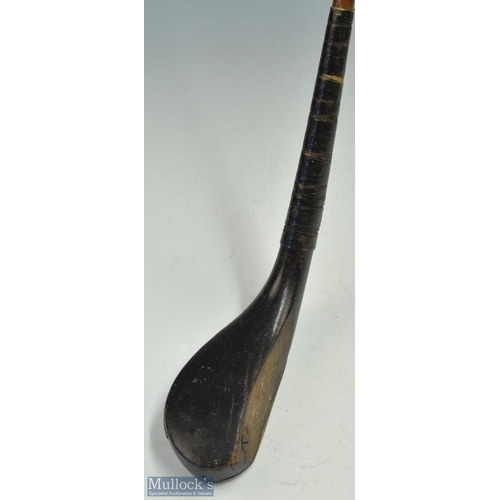 10 - Early and interesting McEwan dark stained beech wood curved face longnose short spoon c1870 - head m... 