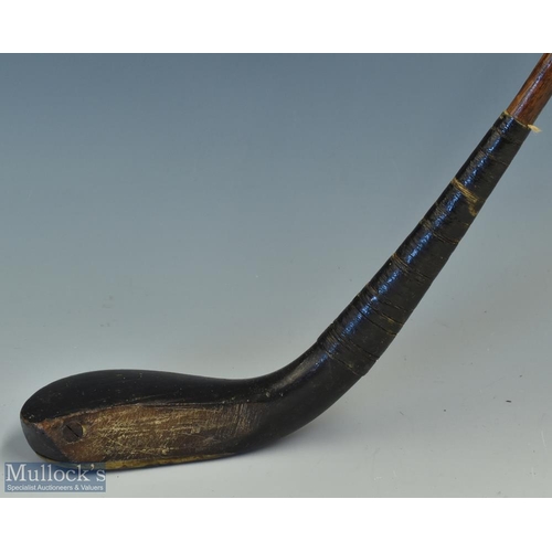 10 - Early and interesting McEwan dark stained beech wood curved face longnose short spoon c1870 - head m... 