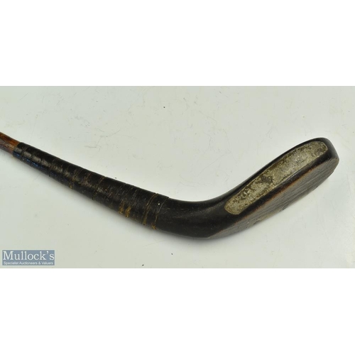 10 - Early and interesting McEwan dark stained beech wood curved face longnose short spoon c1870 - head m... 