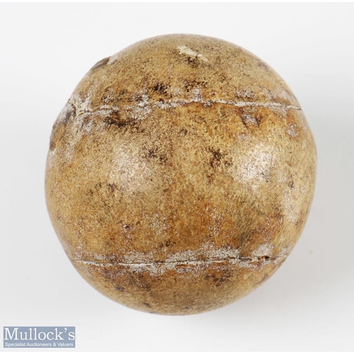 13 - Fine unnamed Leather Featherie Filled Golf Ball circa early 19thc - very tight stitching, good patin... 