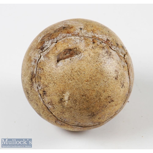 13 - Fine unnamed Leather Featherie Filled Golf Ball circa early 19thc - very tight stitching, good patin... 