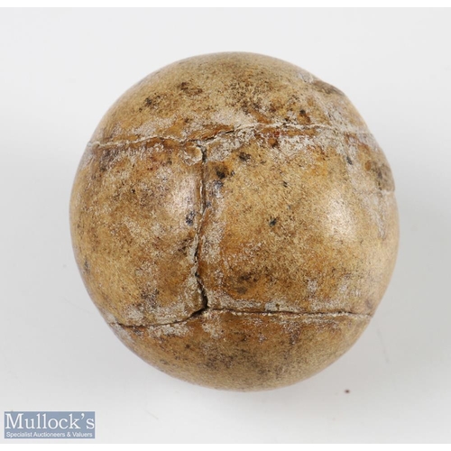 13 - Fine unnamed Leather Featherie Filled Golf Ball circa early 19thc - very tight stitching, good patin... 