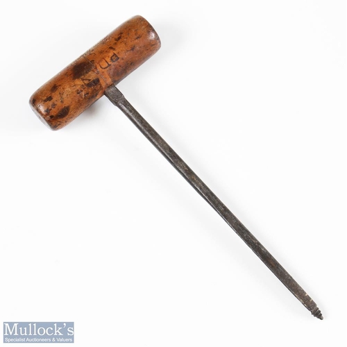 170 - Wooden handle cavity back concave chisel - stamped with Tom Morris script stamp mark - overall 7