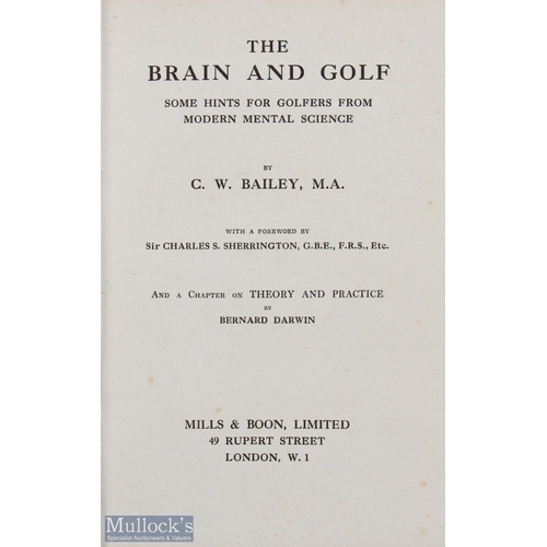 207 - Early Golf Books on Psychology - one signed (2) C W Bailey - The Brain and Golf-some hints for golfe... 