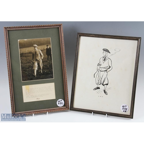 232 - HRH Edward VIII golfing caricature and press photograph (2) - original pen and ink sketch mf&g overa... 