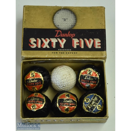 279 - Boxed 6x Dunlop 65 Golf Balls 5 in original wrapping, box lid missing back section