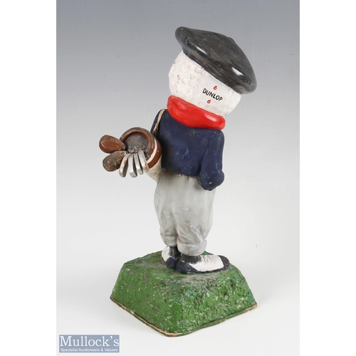 293 - Dunlop Caddy advertising golfing figure -mounted on naturalistic splayed base inscribed to 2 panels ... 