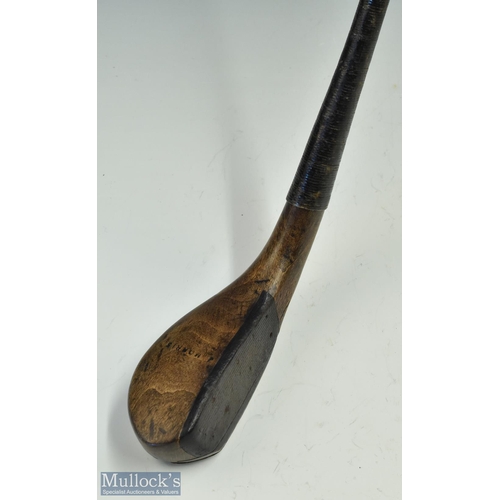 3 - Interesting J Morris light stained beech wood longnose baffie with full brass wrap over sole plate -... 