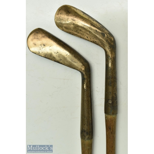 360 - 2x interesting, bulged back smf irons c1890s - comprising elongated bulged back heads - both unmarke... 