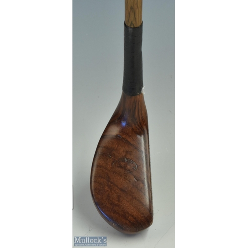 375 - F H Ayres Attractively Grained Walnut socket mallet head putter with near full length horn sole inse... 