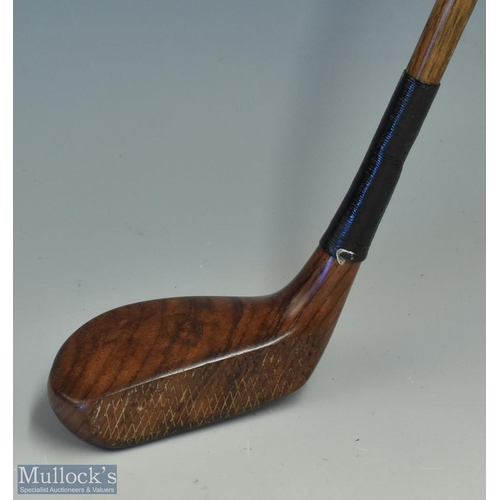 375 - F H Ayres Attractively Grained Walnut socket mallet head putter with near full length horn sole inse... 