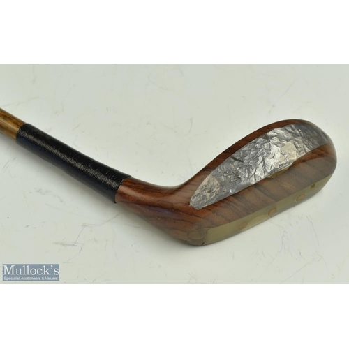 375 - F H Ayres Attractively Grained Walnut socket mallet head putter with near full length horn sole inse... 