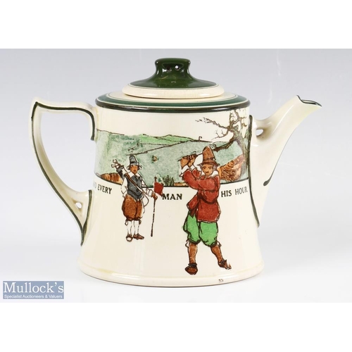 377 - Antique Royal Doulton Series Ware Charles Crombie Teapot of tapered form with shaped handle with mot... 