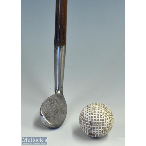 432 - Scarce James Gourlay Carnoustie Fairlies Anti-Shank iron Sunday Golf walking stick with clear maker'... 