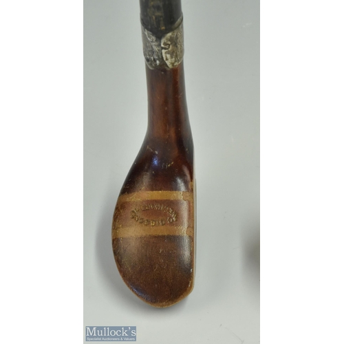 439 - Scarce C Gibson Westward Ho! Long Nose Putter Head Sunday Golf walking stick with a brown stained st... 