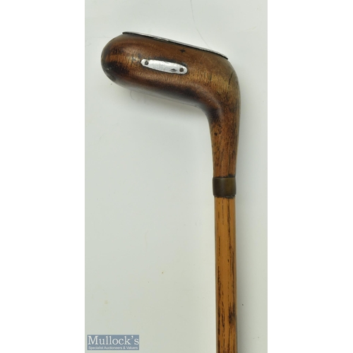 442 - Unnamed cute domed wooden driver head styled golf walking stick with full aluminium sole plate small... 