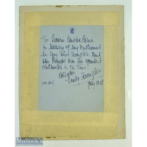 456 - 1962 Dorothy Campbell Golfer Letter to Lawrie Auchterlonie - fixed to the back of a printed picture ... 