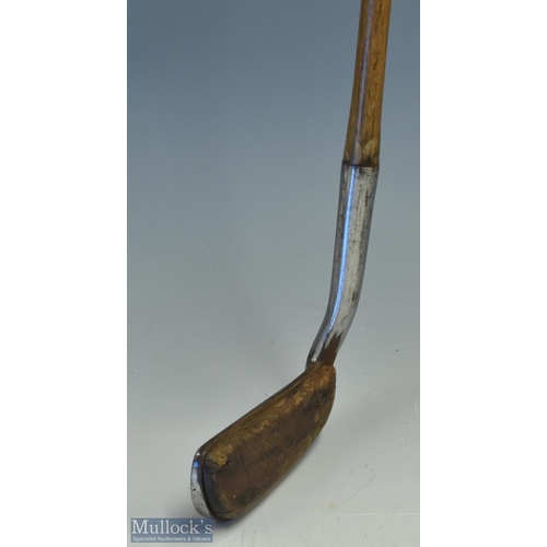 499 - Very unusual Lillywhite's by Wm Gibson bent neck blade putter with full length original wooden face ... 