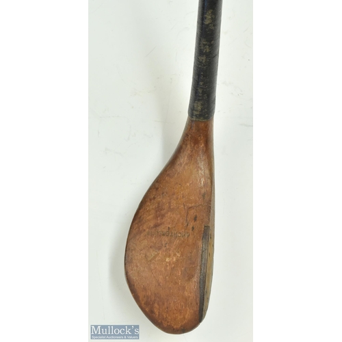 5 - Auchterlonie St Andrews light stained dog wood broad head longnose driver c1890 - with half leather ... 