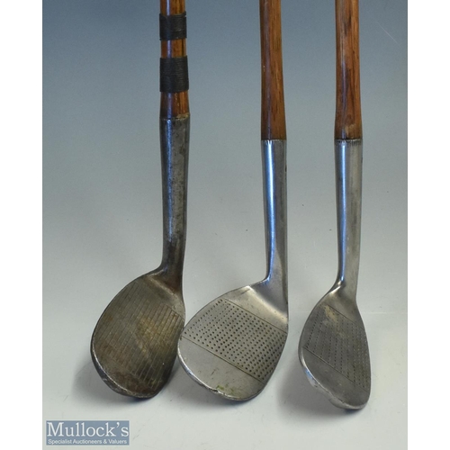 501 - 3x various niblicks to incl Harry Vardon Autograph niblick, H G Twyne Staynorus Pat stepped back mas... 