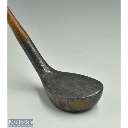 506 - Standard Golf Co Mills Alloy Patent No.2 Driver - fitted with 3x beech wood blocks to the rear - fit... 