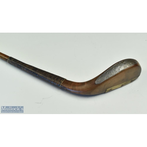 601 - Fine unnamed Feather ball era Longnose light-stained fruit wood putter circa early 19th c - the toed... 