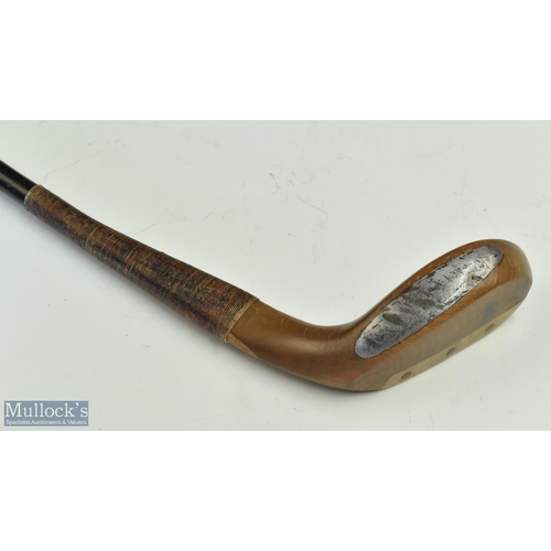 607 - Fine Late Auchterlonie light stained beech wood longnose wide body putter c1895 with generously wide... 