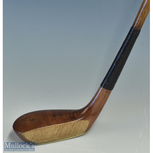 608 - Leghs Patent late light stained persimmon longnose scare neck putter - showing the makers details an... 