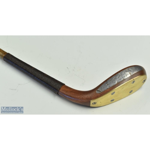 610 - Auchterlonie St Andrews light stained persimmon late scare neck putter with full brass wrap over sol... 