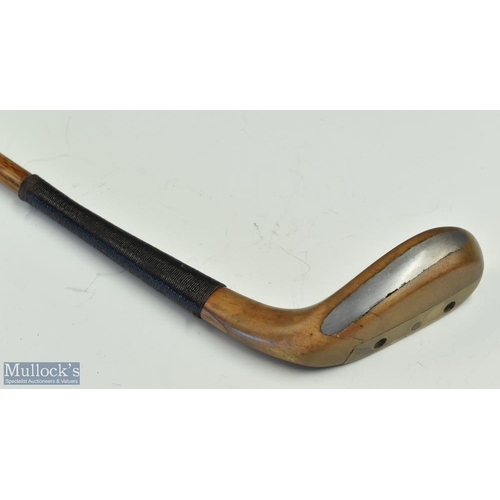 611 - G A Hancock late light stained dog wood scare neck putter stamped G A Hancock to the crown, central ... 