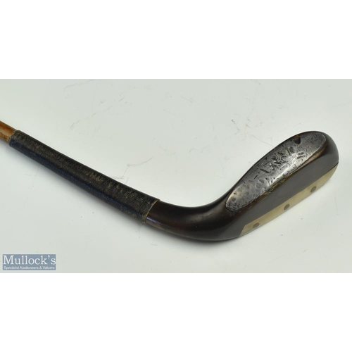 612 - Auchterlonie Special dark stained persimmon late long nose scare neck putter - stamped with makers n... 