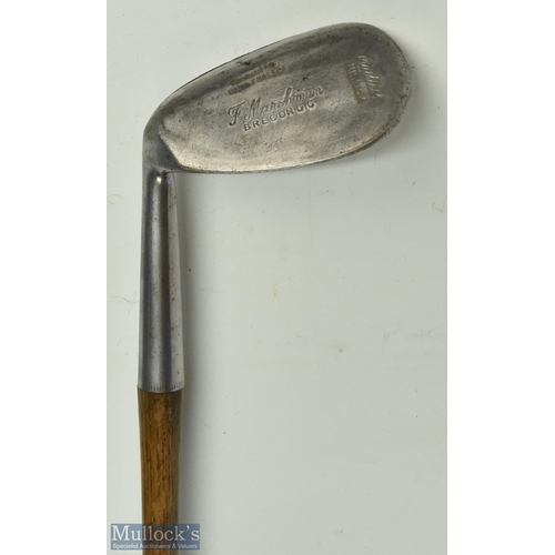 625 - F Marshman Brecon GC left hand large head niblick fitted with full length rubberised grip