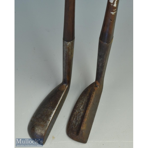 640 - 2x famous patent putters - Brown Vardon metal mallet head with the Gibson makers star to the crown c... 