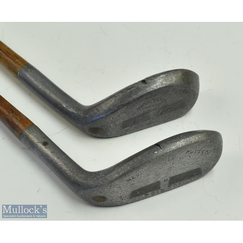 646 - 2x Imperial Alloy mallet head putters both with top crown aiming lines, bore thro' shafts and sole l... 