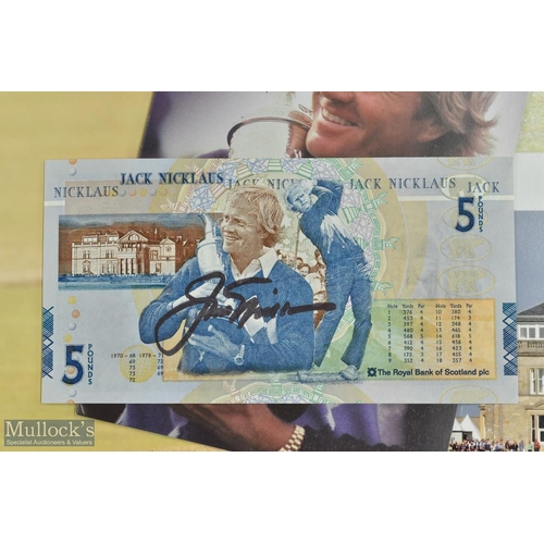 777 - Jack Nicklaus Signed RBS £5 Bank Note to commemorate 40th Year of Championship Golf c/w original RBS... 