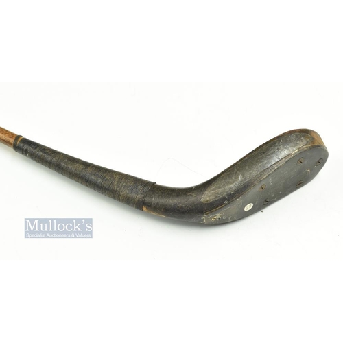 815 - Fine Early McEwan dark stained beech wood long spoon longnose c1875 with well curved and full wrap-o... 