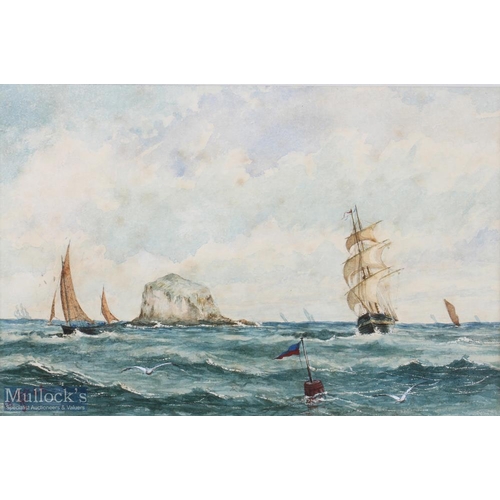 94 - Scottish School 1882 - Bass Rock late 19thc Shipping watercolour dated and signed with monogram to t... 